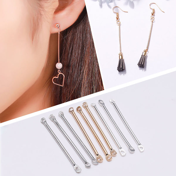 Double Hole Link Rod Cylindrical Ear Post Earrings Jewelry Accessories
