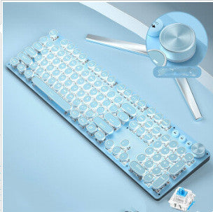 Mechanical Keyboard Wired Mouse Set Usb Interface Rechargeable Blue Retro Punk Version